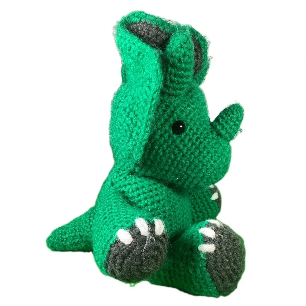 Triceratops Dinosaur Toy Crochet  Amigurumi 11 inches Green, Soft, Handmade